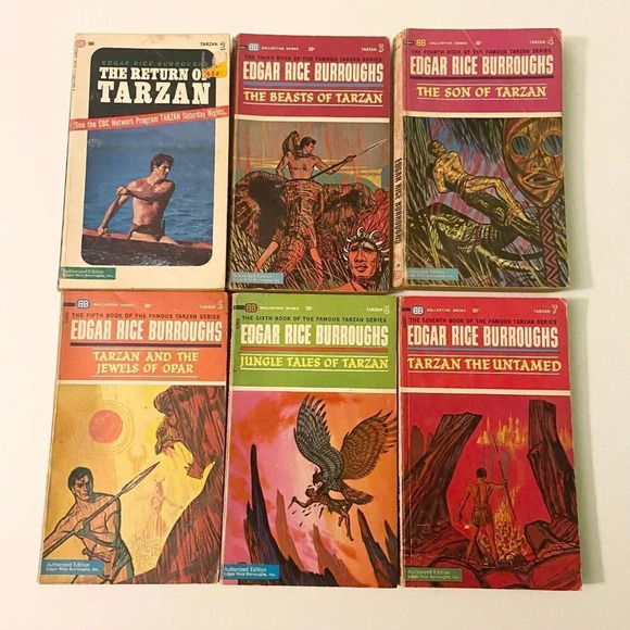 Vtg 60s Mix Lot of 20 Famous Tarzan Series Edgar Rice Burroughs Ballantine Books - Picture 2 of 16